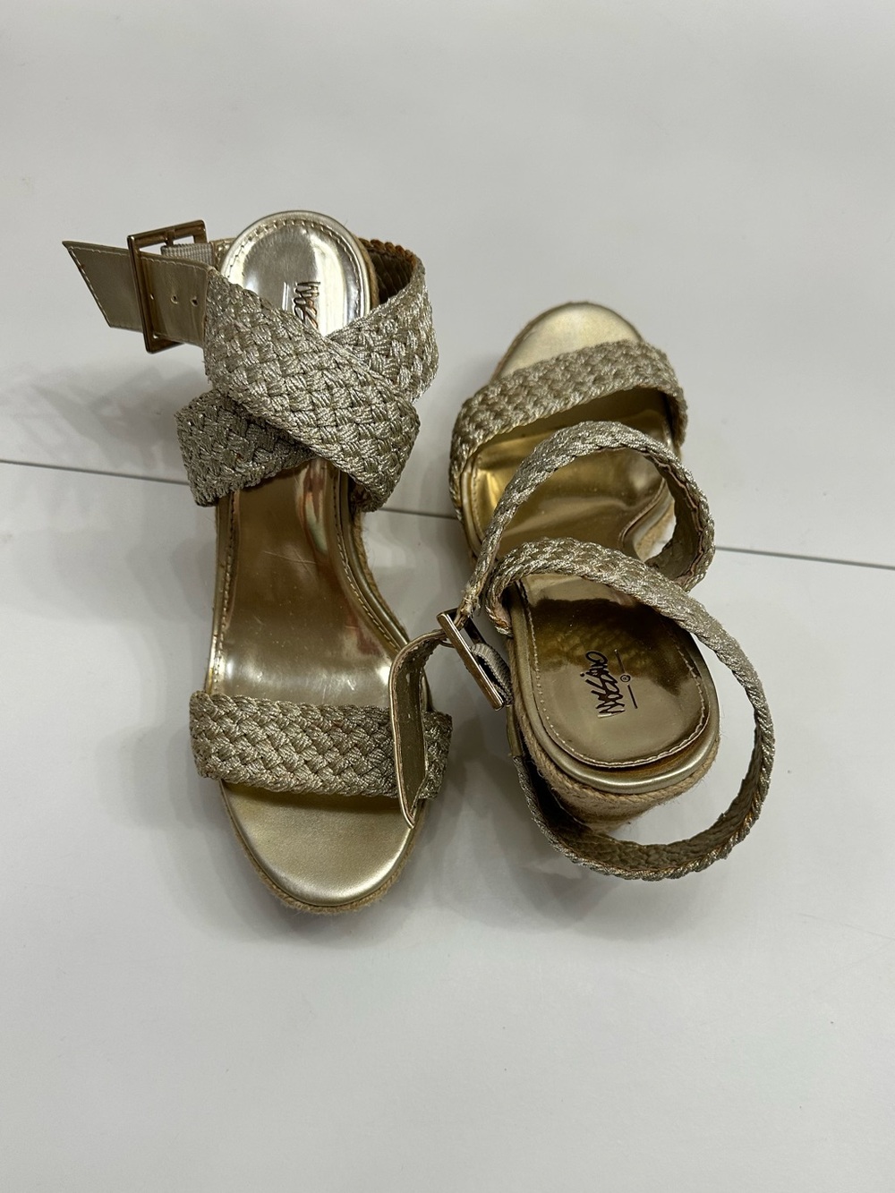 Mossimo Gold Braided Wedge Sandals